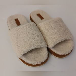 VINCE slippers cream wool women's size 10 camel suede